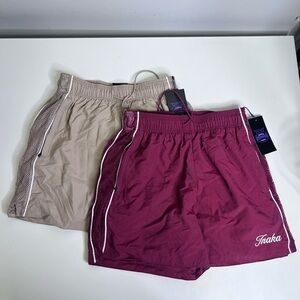 Pair of Inaka Shorts: Burgundy & Tan Mesh